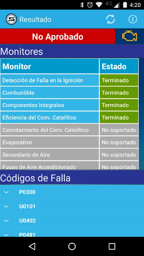 Lectura de Códigos de Falla DTC en Smartphone